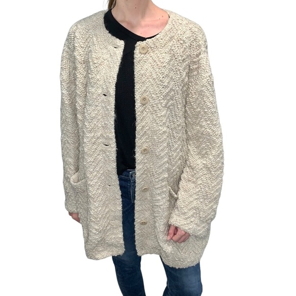 Eileen Fisher Chevron Sweater Jacket - Picture 3 of 7